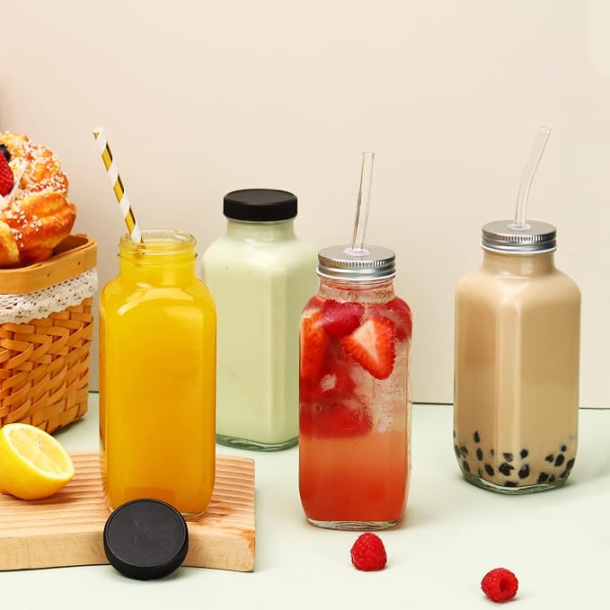 CUCUMI 10pcs 16oz Glass Juice Bottles - Image 4