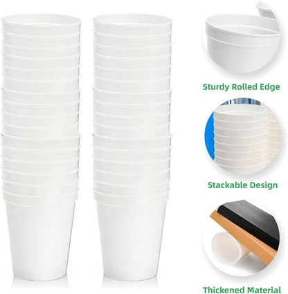 Cididu 50 Pack White Stadium Cups, Reusable 16 Oz Plastic Cups - Image 3