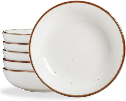 ONEMORE 30 Oz Porcelain Salad Pasta Bowls, Shallow & Wide Bowls Plates Set of 6 by ONEMORECeramics