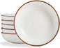 ONEMORE 30 Oz Porcelain Salad Pasta Bowls, Shallow & Wide Bowls Plates Set of 6 by ONEMORECeramics