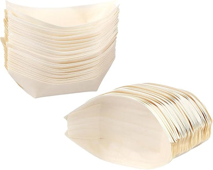 400 PCS Wood Boat Plates, 4 Inch Disposable Wood Sushi Boats Serving Tray, Wooden Food Boat for Appetizer Sushi Dessert Buffet Snacks