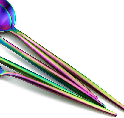Gugrida 20-Piece 18/10 Stainless Steel Flatware Silverware, Luxury Dinnerware Set Travel Cutlery Tableware Include Knife Fork Spoon Service for 4,Healthy & Eco-Friendly Dishwasher Safe (Rainbow Matte)