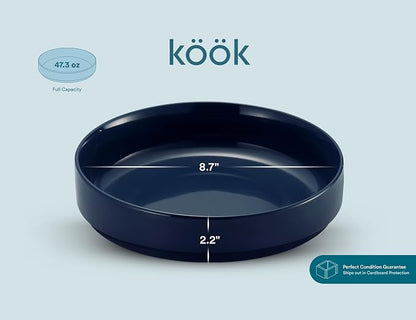 KooK Ceramic Large Pasta Bowls, Microwave and Dishwasher Safe, Shallow Serving - Image 7