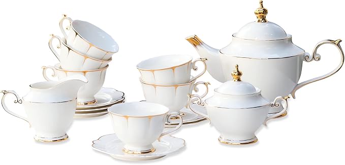 ACMLIFE Tea Sets for Adults Fine Bone China Tea Set for 6, Porcelain Teapot by ACMLIFE