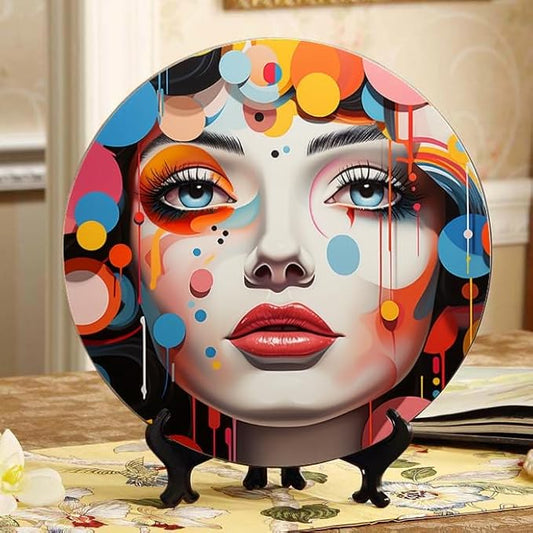 Daisy 10-inch Ceramic Decorative Plate Suitable for Living Room, Kitchen & Office, with Stand & Wall Mount Option DP-636955147