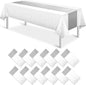 MASHAN 12Pcs White Silver Tablecloth Party Decorations, Plastic White Table by MASHAN