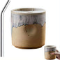 18oz Ceramic Coffee Mug with Sip Lid, Handleless Tumbler in a Vintage Kiln Style by Unknown