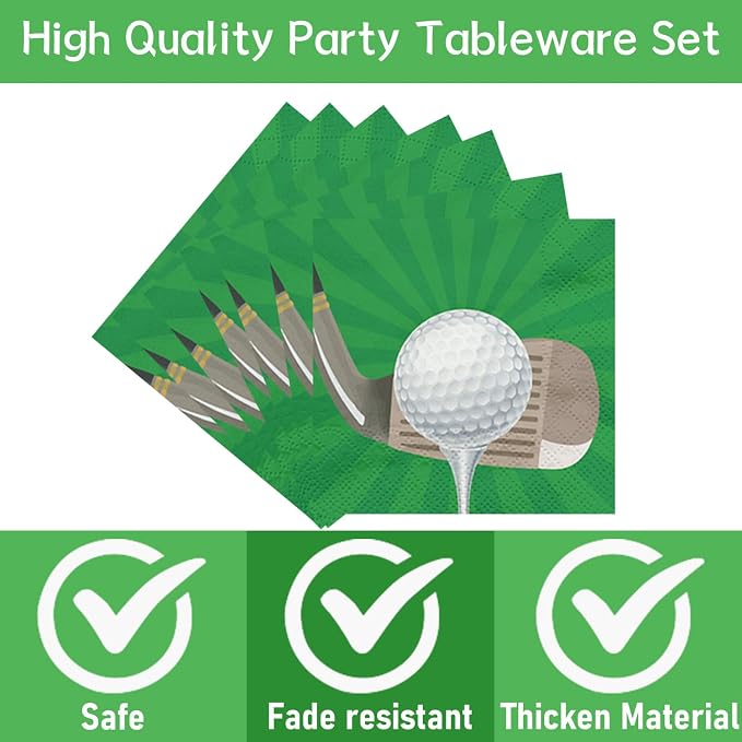 Rakuto Golf Party Decorations 96PCS Plates Napkins Forks Tableware | Golf - Image 4