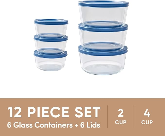 12-Piece Glass Food Storage Containers Set | 2-Cup & 4-Cup, Leakproof | - Image 3