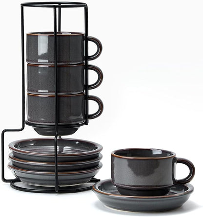 JIEMEI HOME Porcelain Stackable Cappuccino Cups by JHJIEMEIHOME