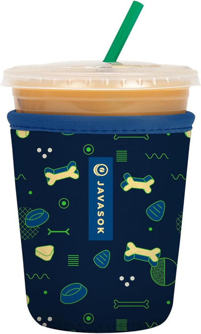 Sok It JavaSok Iced Coffee & Cold Soda Insulated Neoprene Cup Sleeve (Bone Appetit, Small: 16-20oz)