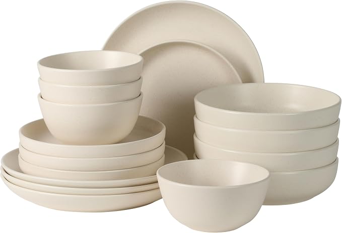 Gibson Elite Leeds Court Plates and Bowls Sets, 16-Piece Stoneware Dinnerware by GibsonHomewares