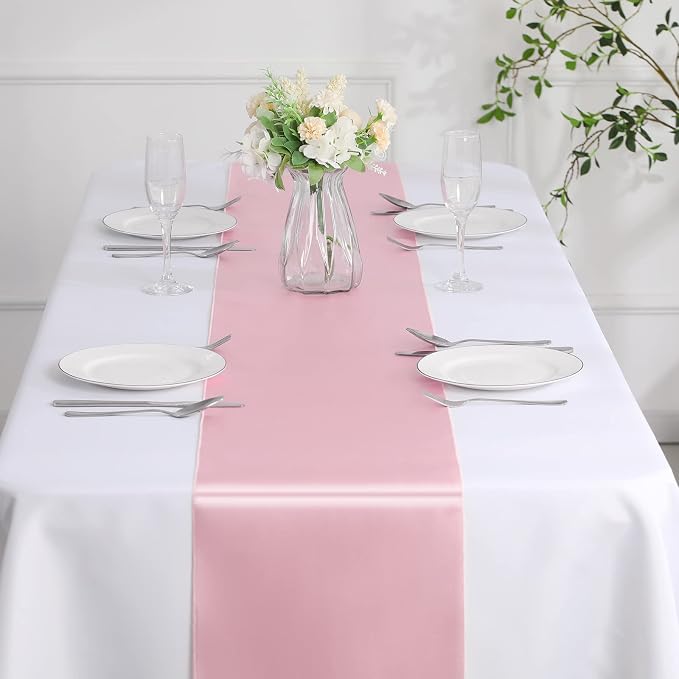 Manyshofu Blush Pink Satin Table Runner 12x72 - Image 4