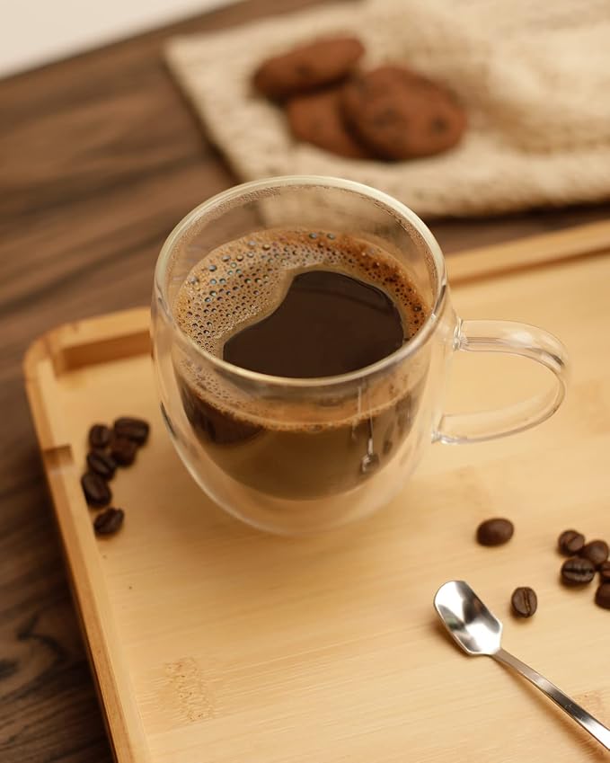 LIBWYS 2 Pack Double Walled Coffee Cups Glasses Mug, 8.5oz Borosilicate | - Image 3