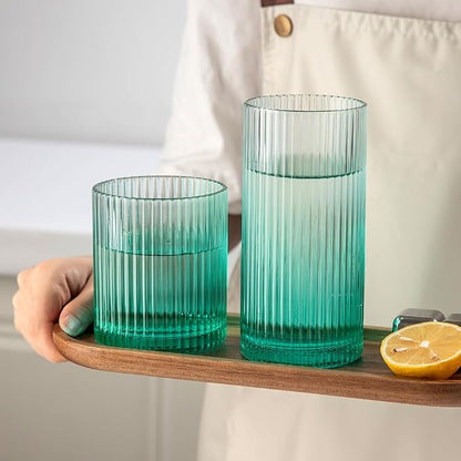 Ribbed Drinking Glasses 8pcs, 12oz and 10oz Glassware, Tumbler Glasses Cup Set - Image 6