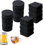 36pcs Black Slate Coasters Bulk Set 18 Round & 18 Square 4Inch Stone Coasters by Unknown