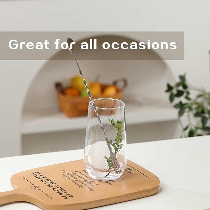 Wlasss Drinking Glasses Set of 4, 16.4 oz Clear Glass Tumbler, Water Glasses - Image 5