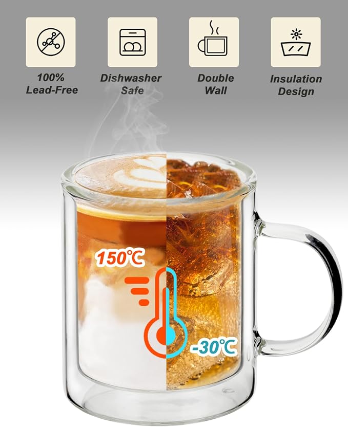 LIBWYS 12oz Double Wall Coffee Mugs - Image 4