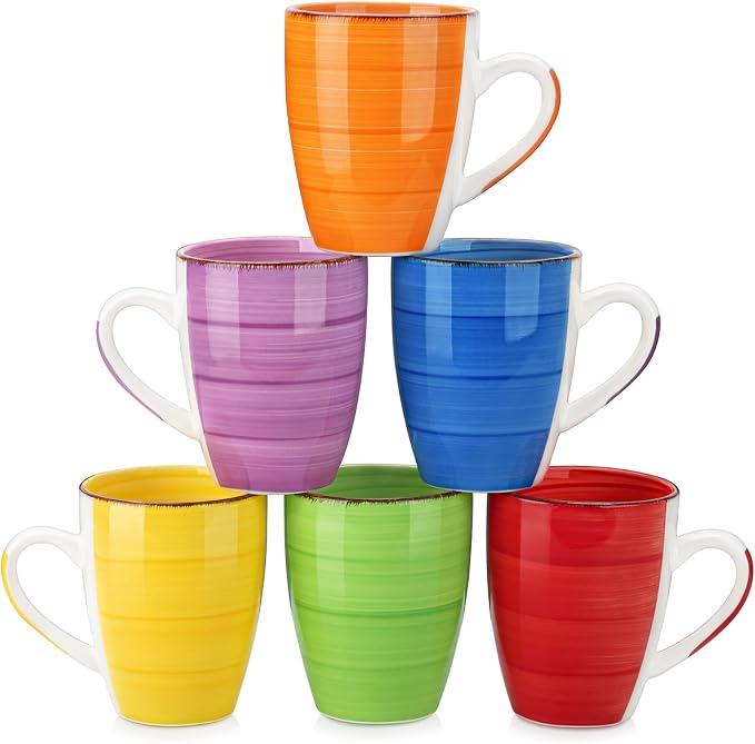 vancasso Bonita 16 Oz Large Coffee Mugs Set of 6, Ceramic Coffee Cups by vancasso