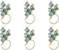 Defined Deco Napkin Rings Set of 6, Boho Green Leaf Napkin Rings for Spring Summer, Thanksgiving Christmas,