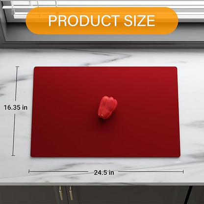 2-Pack Extra Thick Silicone Counter Mats - 24”x16” Large Heat Resistant Kitchen Countertop Protector, Non-Slip Hot Pad Trivet for Air Fryer, Hot Pots & Pans, Coffee Maker(Red)