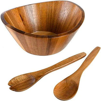 Gibson Home Sherwood 3-Piece Acacia Wood Salad Bowl Set, 32 Quart Large Serving by GibsonHomewares