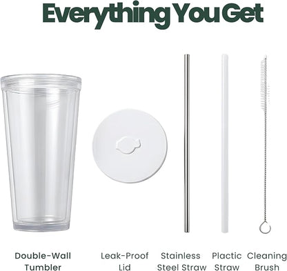 Reusable Iced Coffee Cup with Lid and Straw, 24 oz/Venti, BPA-Free Double-Wall - Image 6