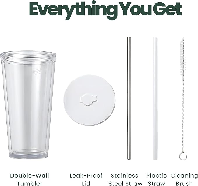 Reusable Iced Coffee Cup with Lid and Straw, 16 oz/Grande, BPA-Free Double-Wall - Image 6
