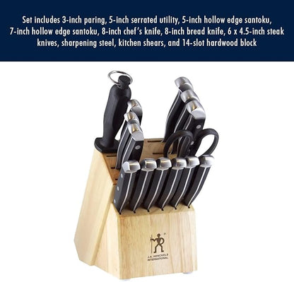 HENCKELS Statement Premium Quality 15-Piece Set with Block, Natural, Razor-Sharp, German Engineered Informed by 100+ Years of Mastery, Lightweight and Strong, Dishwasher Safe
