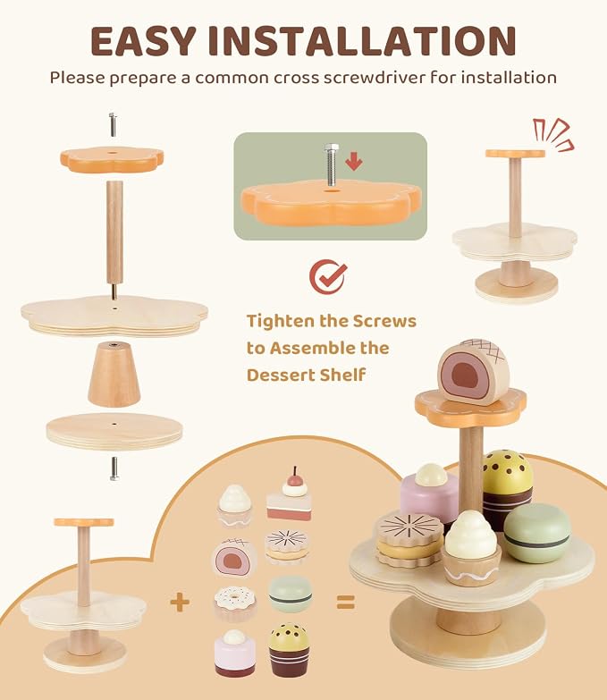 Tea Sets for 3-5 Girl Birthday Gift 3 Year Old Cupcake Toy | Wooden Play Food - Image 8