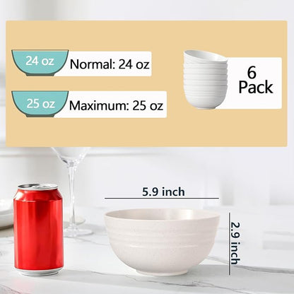 【NOT CERAMIC】Unbreakable Cereal Bowls, 25 OZ Wheat Straw Bowls Microwave and - Image 5