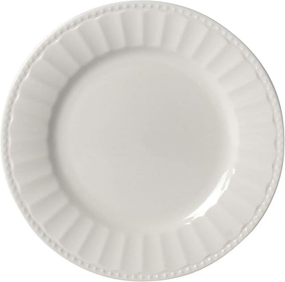 Tabletops Gallery Embossed Bone White Porcelain Round Dinnerware Collection- - Image 8