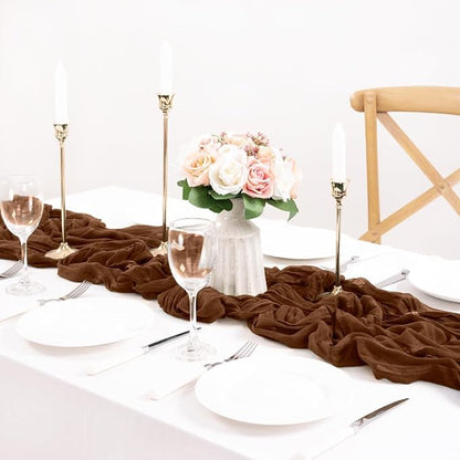 Brown Gauze Cheesecloth Table Runner 10ft Neutral Home Decor | Lightweight - Image 4