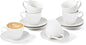 Espresso Cup and Saucer Set of 6, 6 oz Ceramic Cappuccino Barista Cup by fMBB