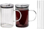 20oz Glass Tumblers with Lids and Straws by SUROQUE