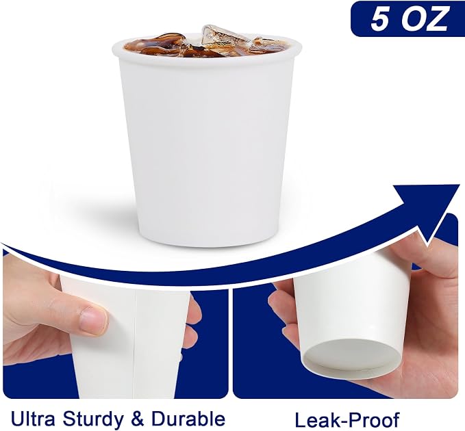 Clawsoff 300 Pack 5 oz White Paper Cups Disposable Small Mouthwash Cups | Mini - Image 3