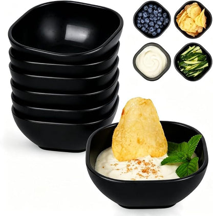 6 Pack Small Bowls, 4.5 OZ Black Dipping Sauce Cups, Ice Cream Bowls, Wheat by BGHEOUYV