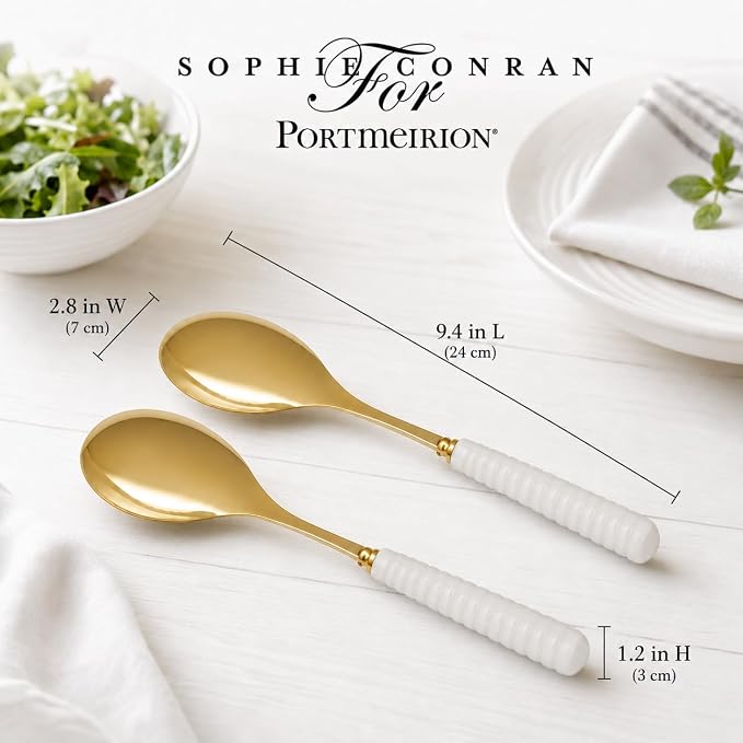 Portmeirion Sophie Conran Gold Salad Server Set | 2-Piece Flatware Serving - Image 2