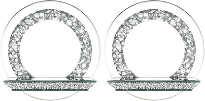 Pibeyer Mirrored Candle Sconces with Acrylic Diamond, Crushed Diamond Wall Candle Holders, Home Décor