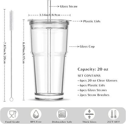 INSETLAN 20 oz Clear Glass Cup - Image 3