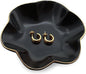 4.7 inch Small Ring Dish, Ceramic Jewelry Holder Tray, Black Catch All Trinket Bowl for Keys Rings Earrings