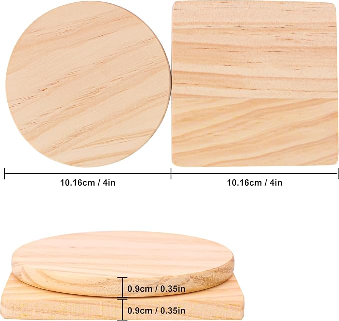 40 PCS Unfinished Blank Wooden Coasters - Image 2