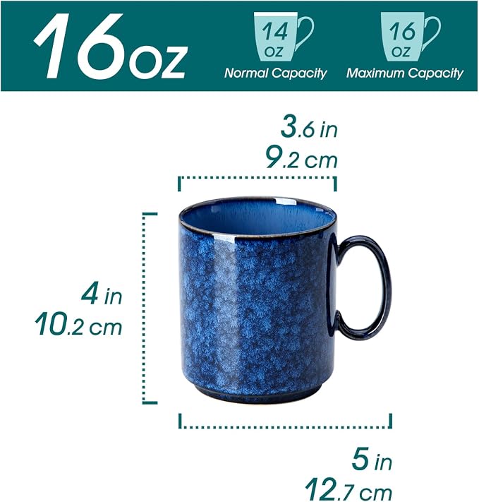 vancasso STARRY Ceramic Coffee Mugs Set of 6, 16 oz Large Coffee Cups - Image 2