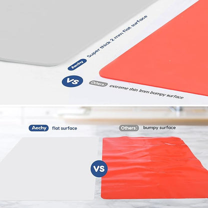 AECHY Extra Large Silicone Mat 35.3"x23.5"x0.08", Multipurpose Silicone Mat Thick Heat Resistant Mat Shipped Rolled Up Kitchen Counter Mat Nonslip Silicone Mats for Kitchen Counter Translucent