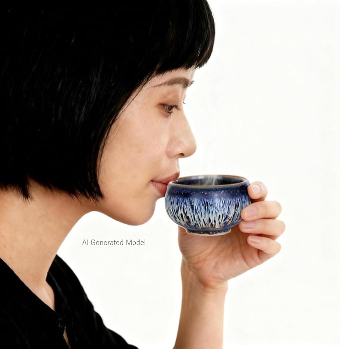 Tenmokus Tea Cup, 4.4 oz Chinese Small Ceramic Cup - Image 3