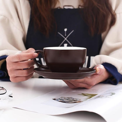 Coffeezone Latte Art Cup and Saucer Cappuccino & Americano, New Bone China - Image 2