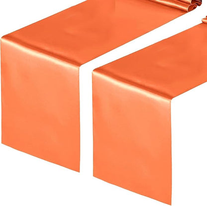 Orange Satin Table Runners, 12x108 Inches, 2 Pack | Table Runner, by HMQIANG