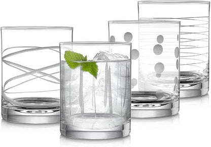 Joeyan Hand Blown Etched Whiskey Glasses, Old Fashioned Tumblers by JoeyanHousehold