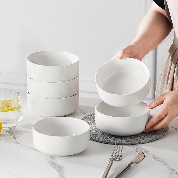 MALACASA 24 OZ Cereal Bowls, Porcelain Soup Oatmeal Bowls Set of 6, Kitchen - Image 8