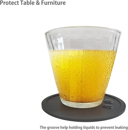 2 Pack Silicone Coasters for Drinks, Round Black Coasters - Image 6
